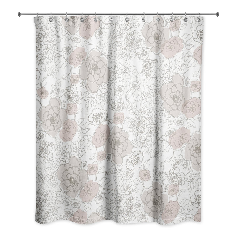 Floral Shower Curtain, White