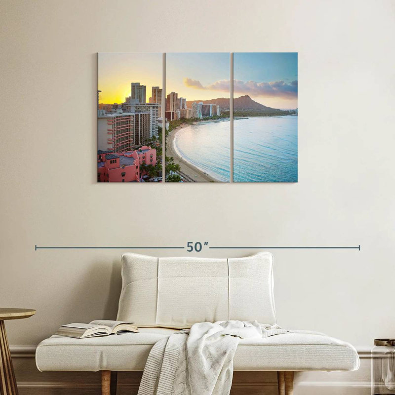Gillard Waikiki, scène de plage, H 24 po x l 38 po