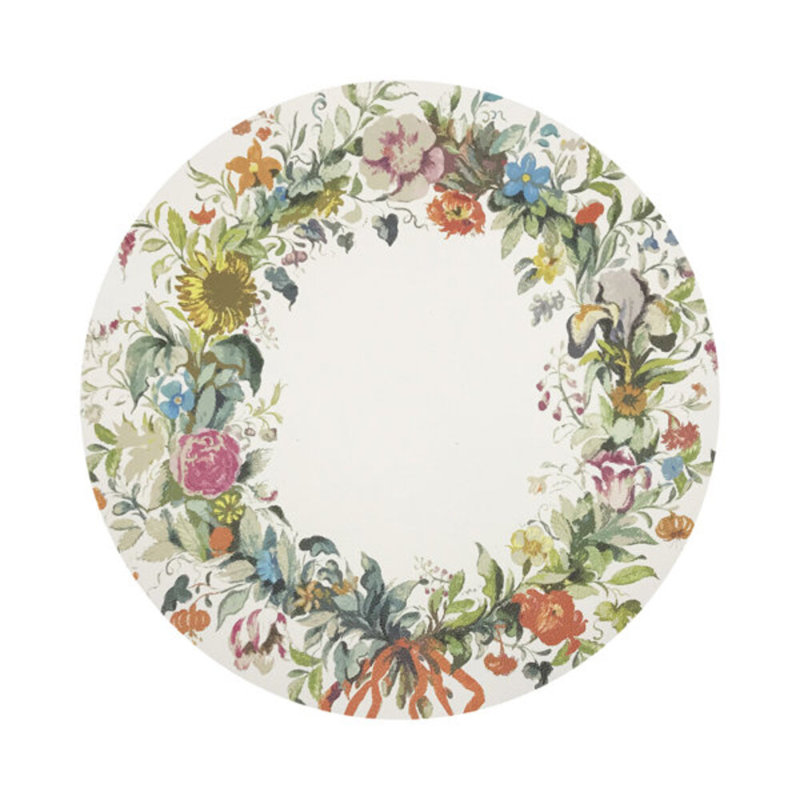 Wreath Flowers Pebble 16" Vinyl Placemat, Gold