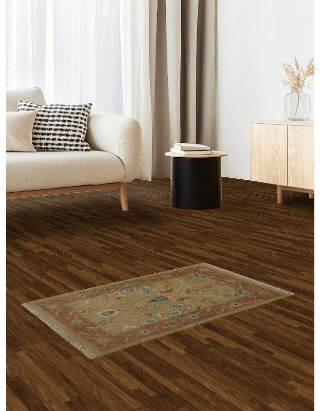 Tapis traditionnel traditionnel avec motifs floraux complexes 2x3