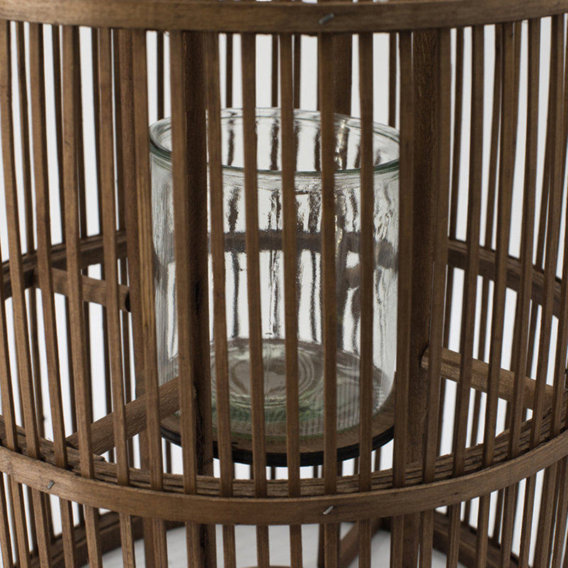 Bamboo Floor Lantern, 18.9" H x 12.6" W x 12.6" D