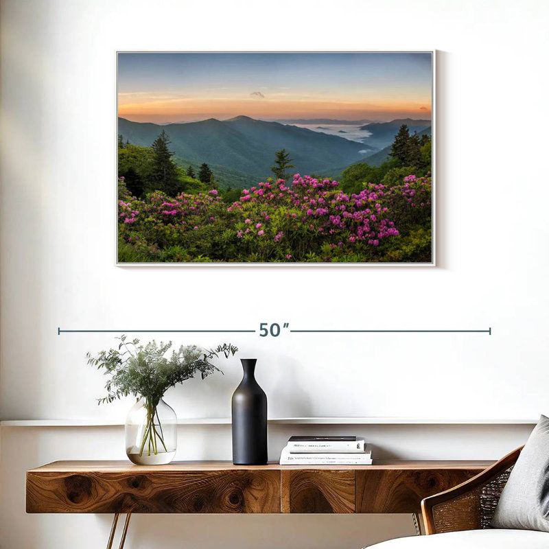 Blue Ridge Mountains View, Cadre flottant blanc, 37 po x 25 po