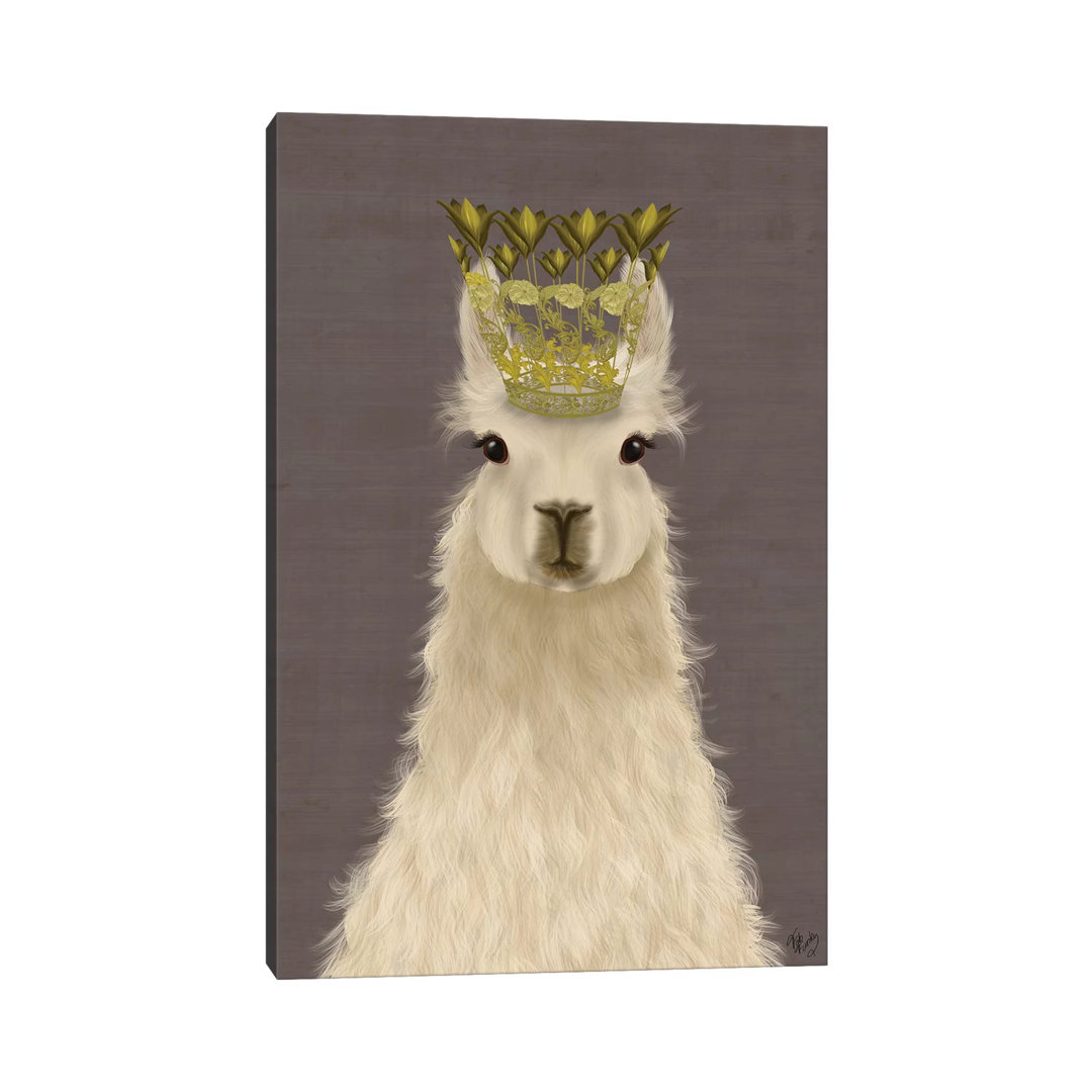 Llama Queen by Fab Funky - Wrapped Canvas Art Prints