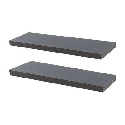 Harbour Housewares - 2x Modern Floating Wall Shelves - 100cm - Grey