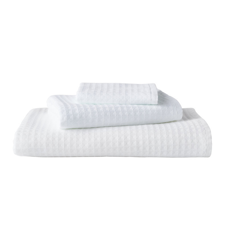 Serviette de bain 100% coton Waffle Twist, Blanc