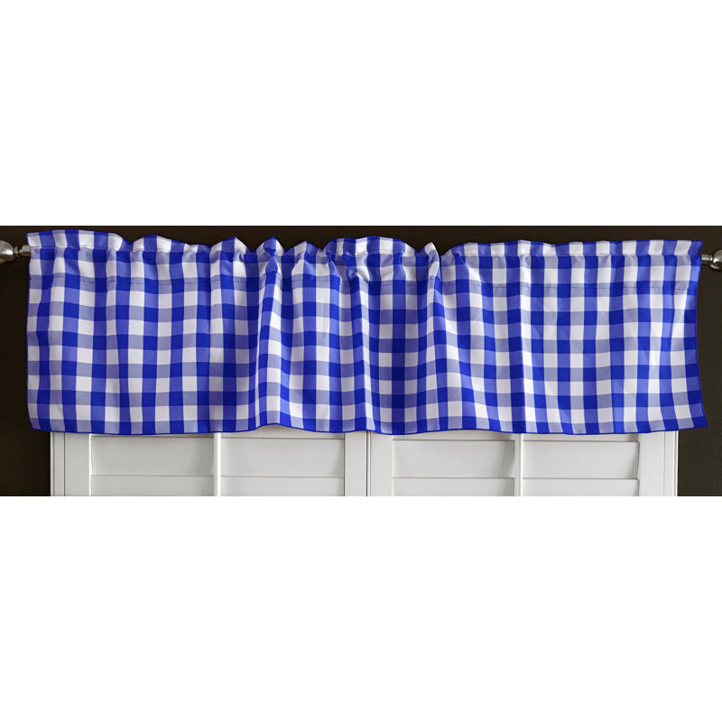 Cantonnière sur mesure l 58 po Haideh Gingham, Bleu royal, L 58 po x L 18 po