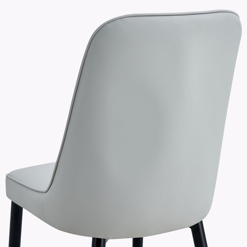 A Modern Dining Chair With Pu Leather Backrest And Metal Legs, Suitable For Kitchens, Bedrooms, And Offices, Light Gray, 2