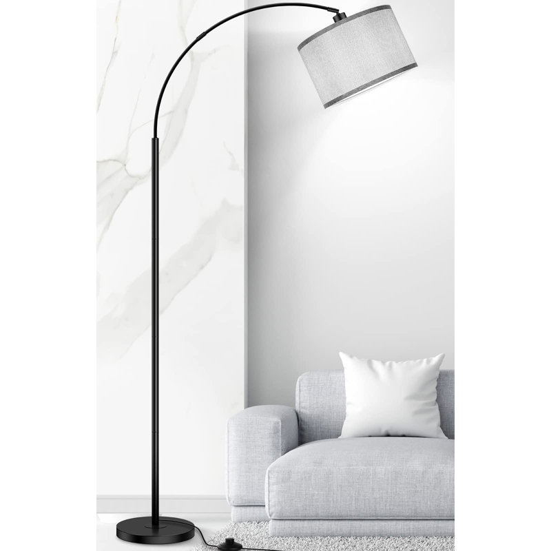Lampe sur pied arquée 70,98 po Hicksley, Gris