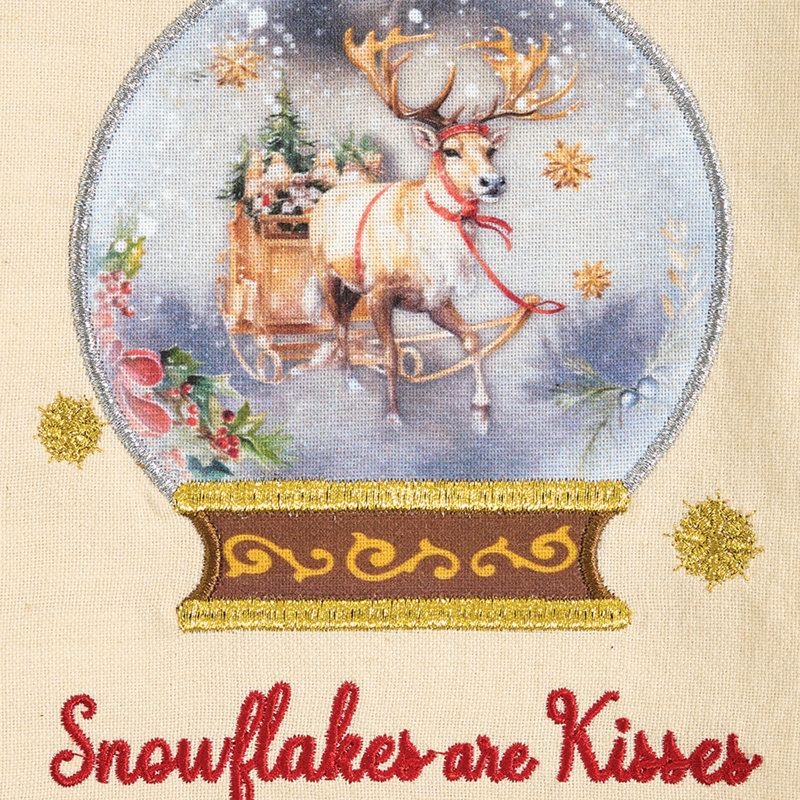  Ensemble de 2 torchons décoratifs Snow Globe Reindeer