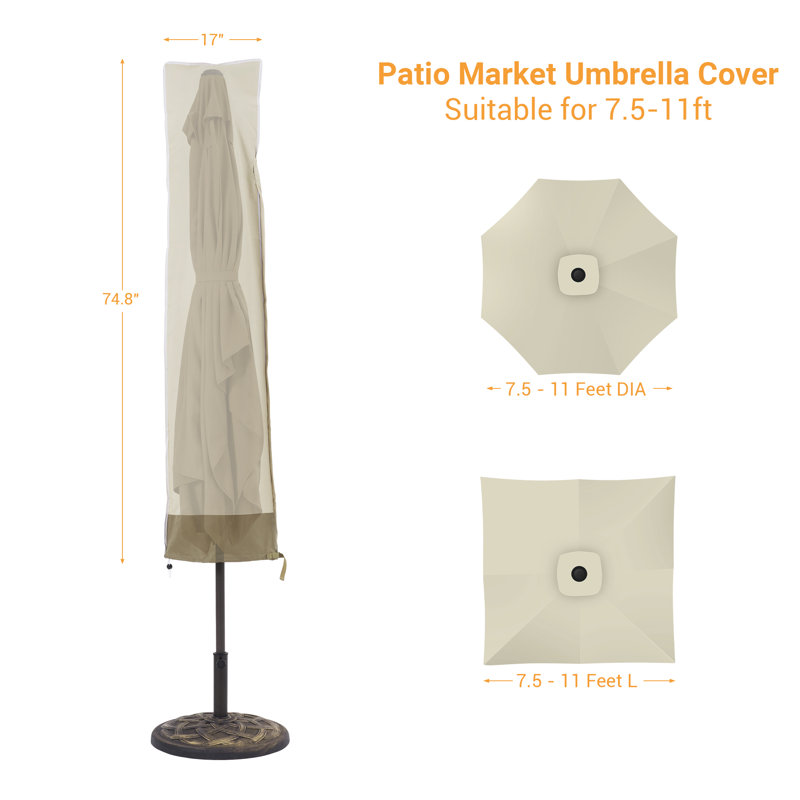 Outdoor Patio Umbrella Cover, Beige/Brown