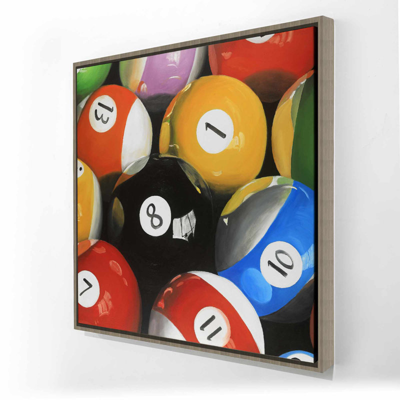 Pool Balls Closeup - Blue Hobbies Framed Canvas Decor