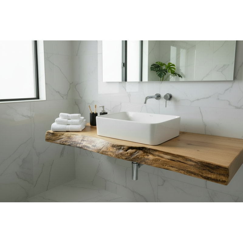 Plateau de meuble-lavabo personnalisable en érable Live Edge, 60", 18"