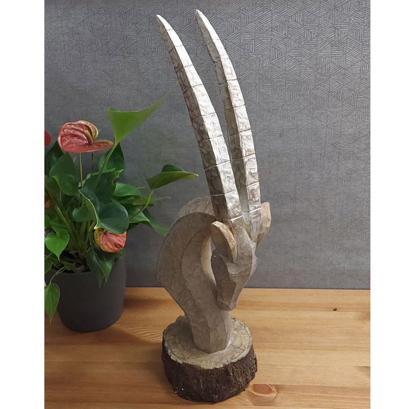 Rhys ORYX HEAD 53cm Carved Wood Effect