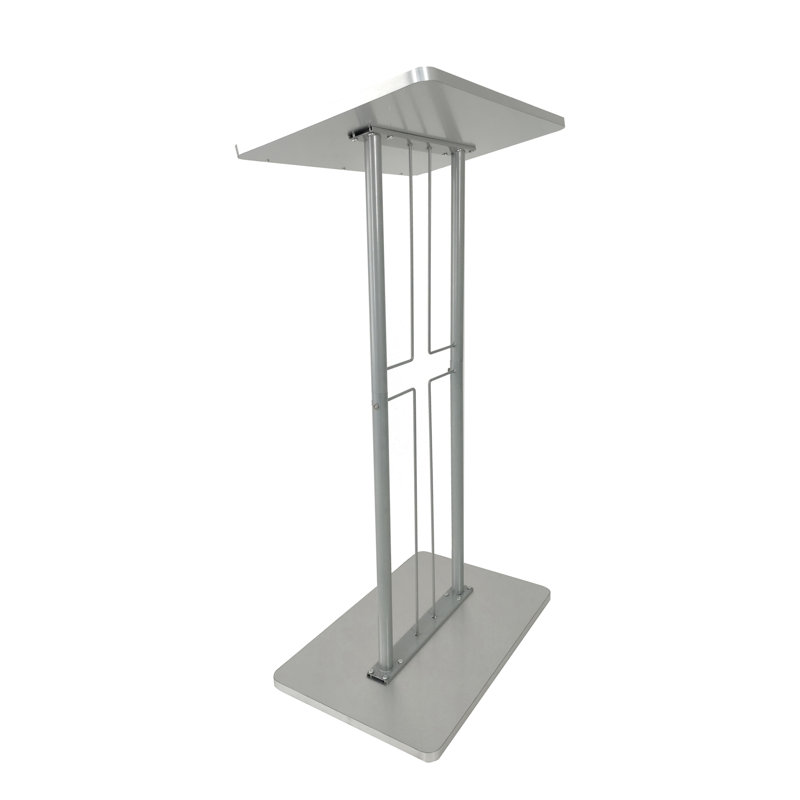 Fixturedisplays® Podium pour plancher, croix, acier et panneau de fibres à densité moyenne - Argent 119759