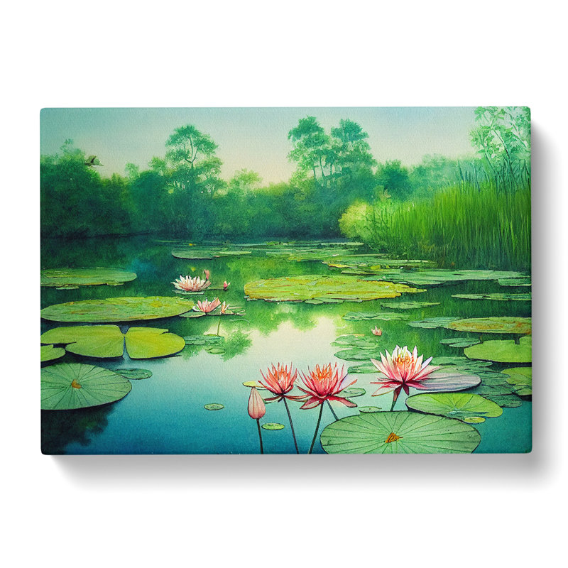 Lily Pond Watercolour Vol.1 - Wrapped Canvas, 35cm H x 50cm W x 3cm D