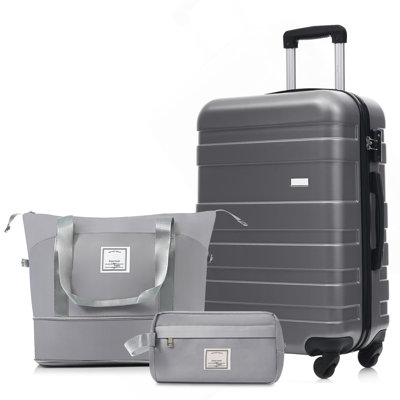 Ensemble de 3 valises - Valise à carreaux 24 po avec sac de toilette à sec TSA