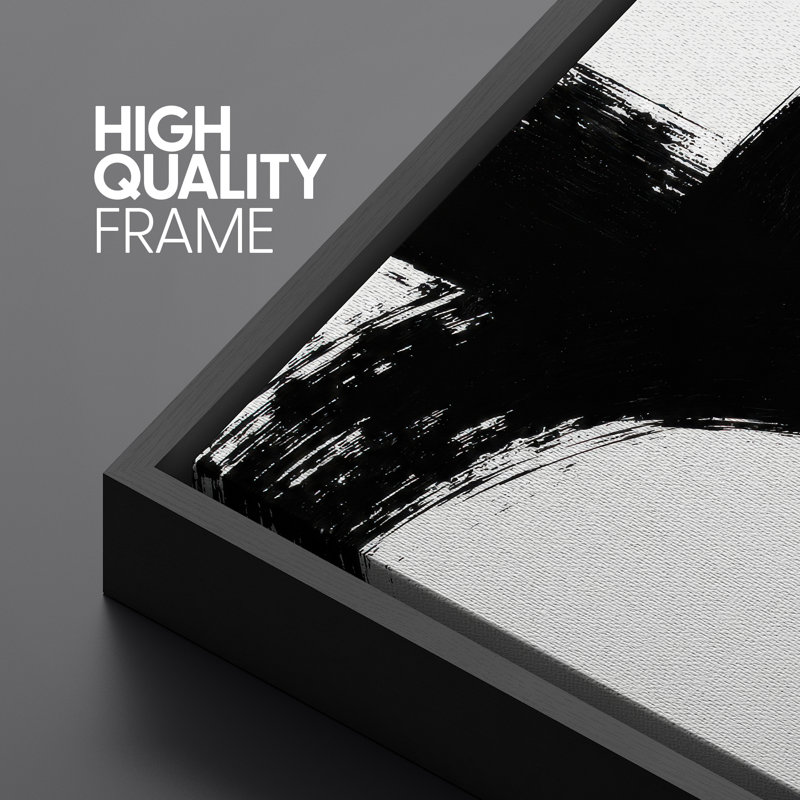"Black White" Bold Modern Abstract Wall Art, impression sur toile encadrée, H 16 po x l 16 po, Black