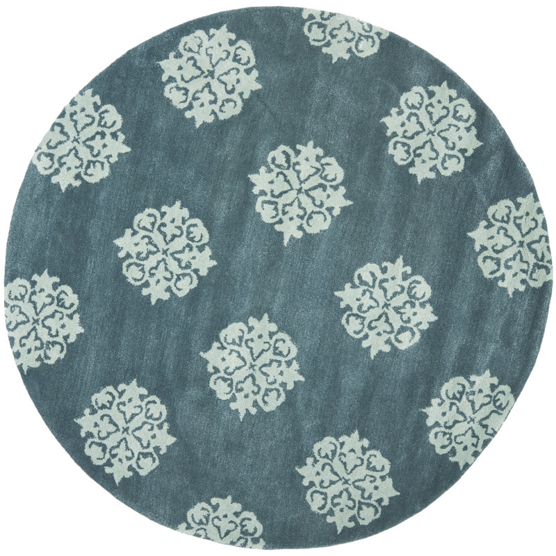 Steve Hand Tufted Wool Damask Rug, Round 6'