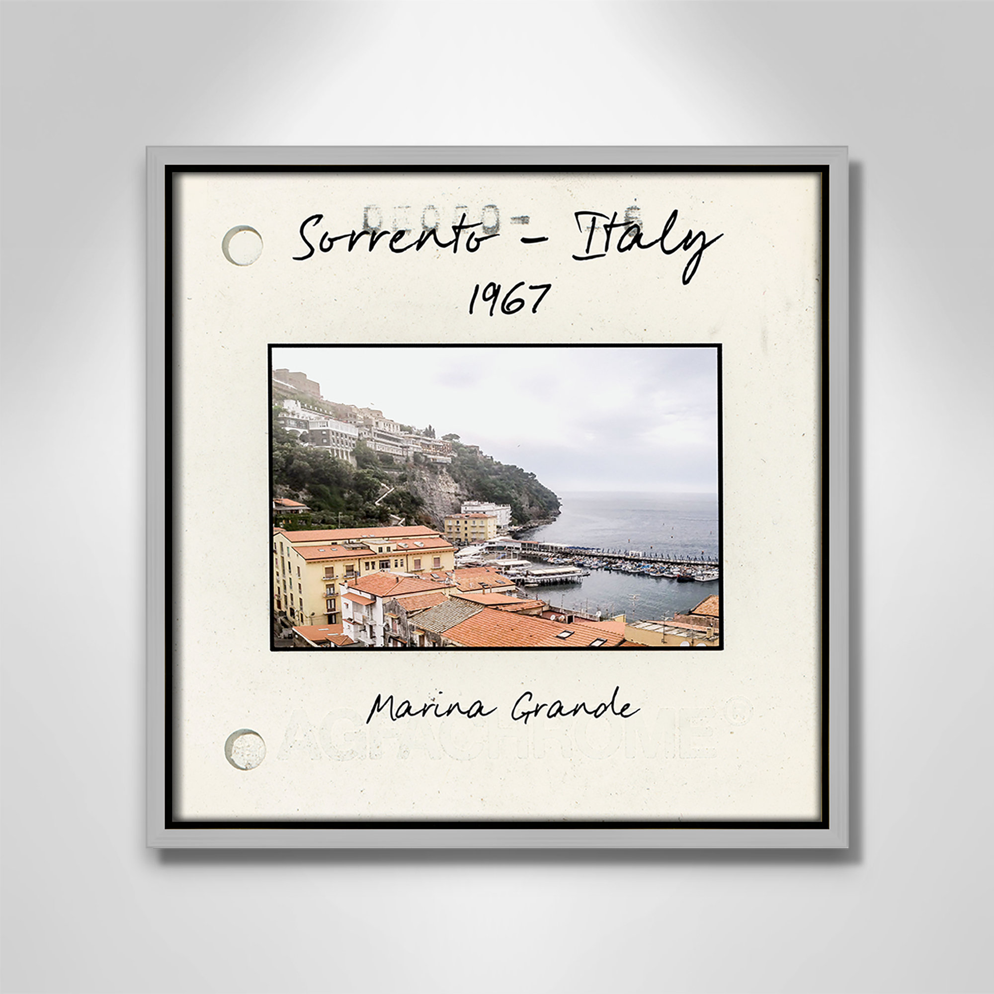 Sorrento Italy - Marina Grande Print by Susan Jill, 13.5" H x 13.5" W x 2" D, Silver Floater Framed Canvas