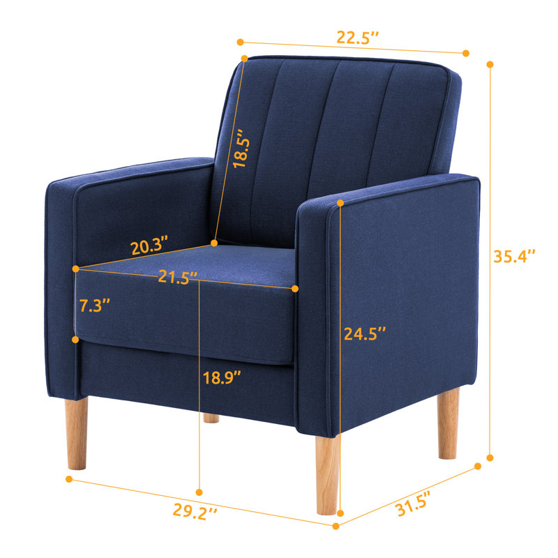 Ensemble de 2 fauteuils de 29,3 po de largeur, Mélange de polyester bleu