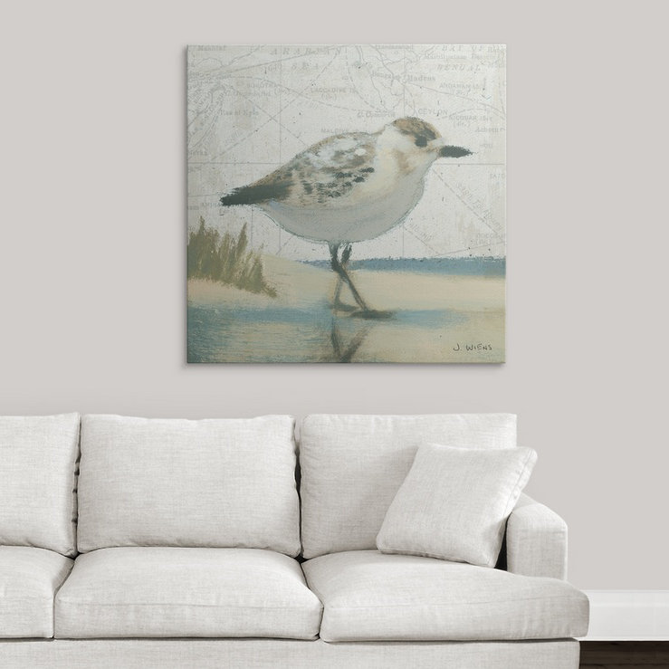 Beach Bird " Beach Bird I " by James Wiens, 35" H x 35" W x 1.5" D, Canvas