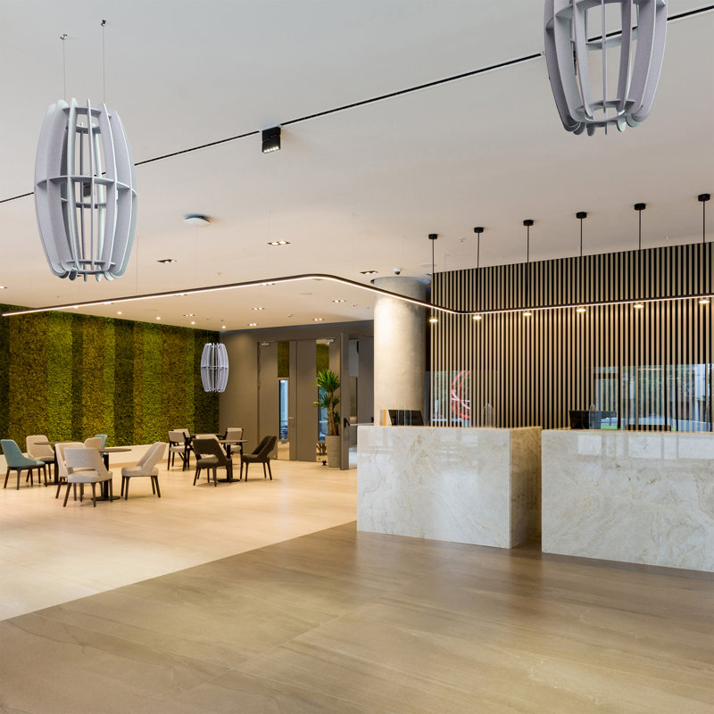 Grand absorbeur acoustique de plafond ovale Vivo gris clair