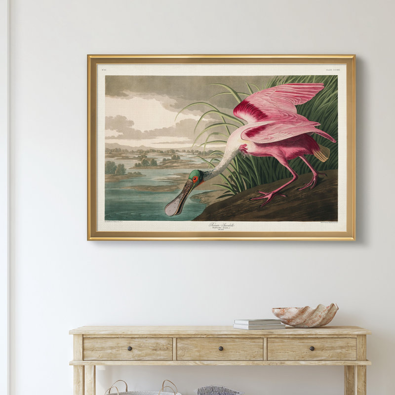 " Roseate Spoonbill ", 26.5" H x 36.5" W x 1.5" D, Gold