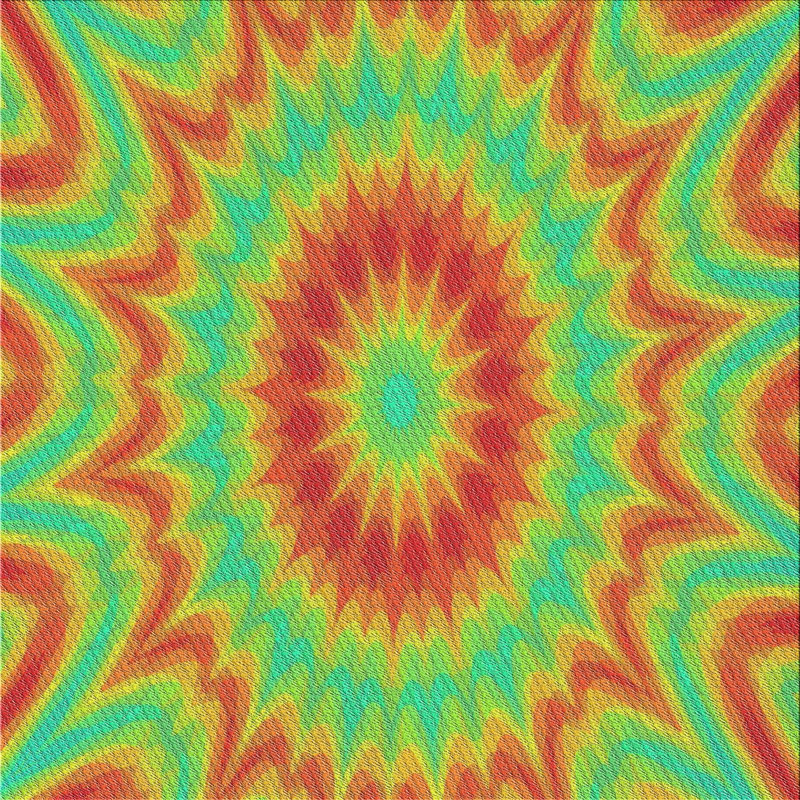Tapis vert/orange tissé à la machine, Carré 8 pi