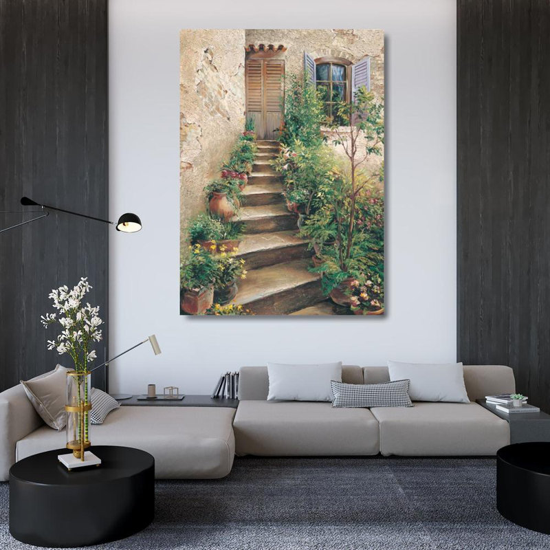 Art sur toile tendue, "Lark Manor ™ Duvall, Roger": Stairway in Provence, H 48 po x l 35 po