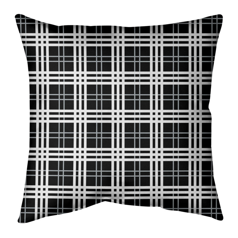 Coussin Los Angeles, 18" x 18", Polyester/ Bourre en polyester, Noir / blanc Oakland 