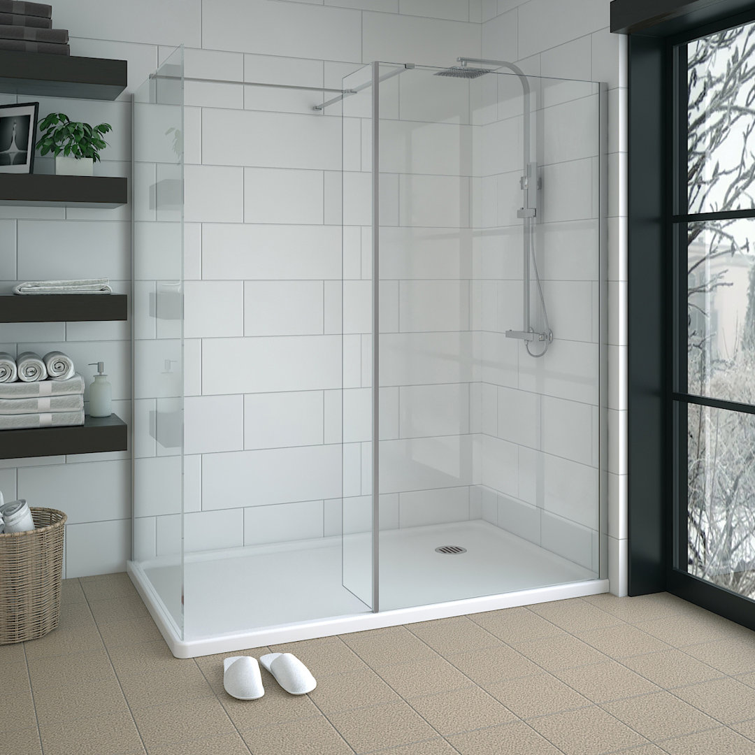 Chrome Walk In Shower Enclosure Wet Room Glass Screen 900mm & 760mm with 300mm Return Panel