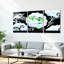 Motif floral blanc blanc avec accents verts et motif de volutes noires, impression abstraite moderne (ensemble de 3)-524122107