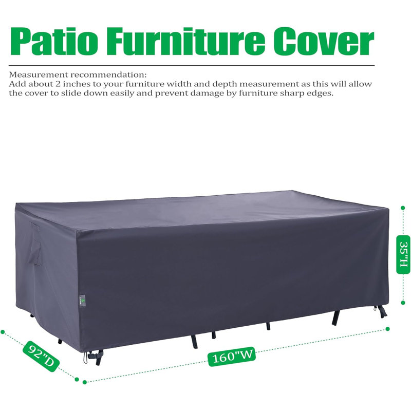 Premium Waterproof Outdoor Patio Rectangular Table Cover: Latest Rip-Stop Fabric, 3-Year Warranty, Gray