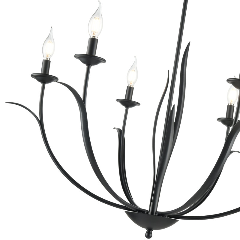 Charlize Chandelier - Matte Black, 26.5" H x 35.5" W x 35.5" D, 6