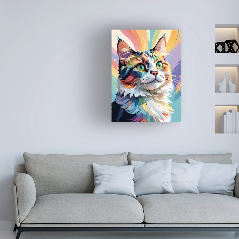Art sur toile Tina Lavoie Glamour Girl Calico Cat, H 35 po x l 47 po