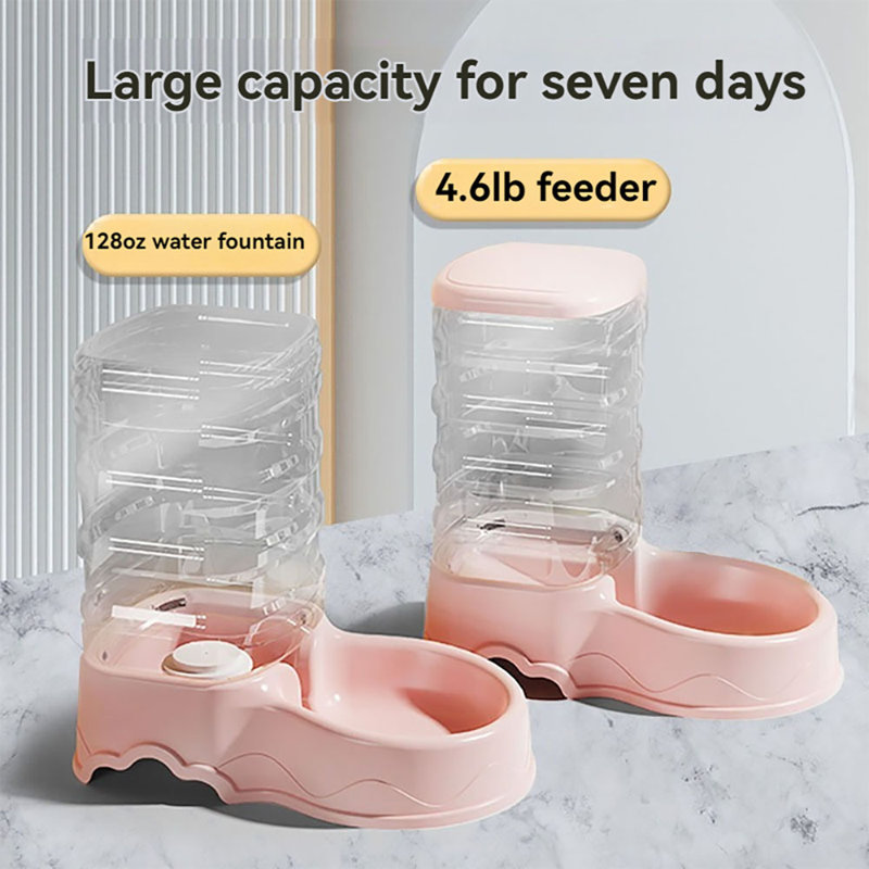 128oz. Automatic Water Dish/Automatic Feeder, Pink