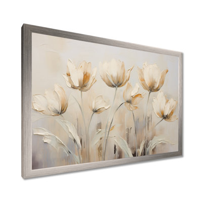 Beige embelli des tulipes Symphony I - tulipes, art mural