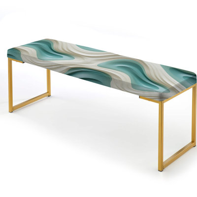 Sculptural Elegance - Abstract Upholstered Gold Bench