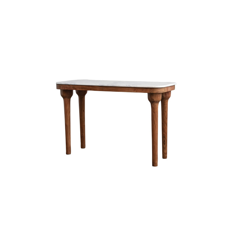 Acacia Wood Console Table With Marble Top