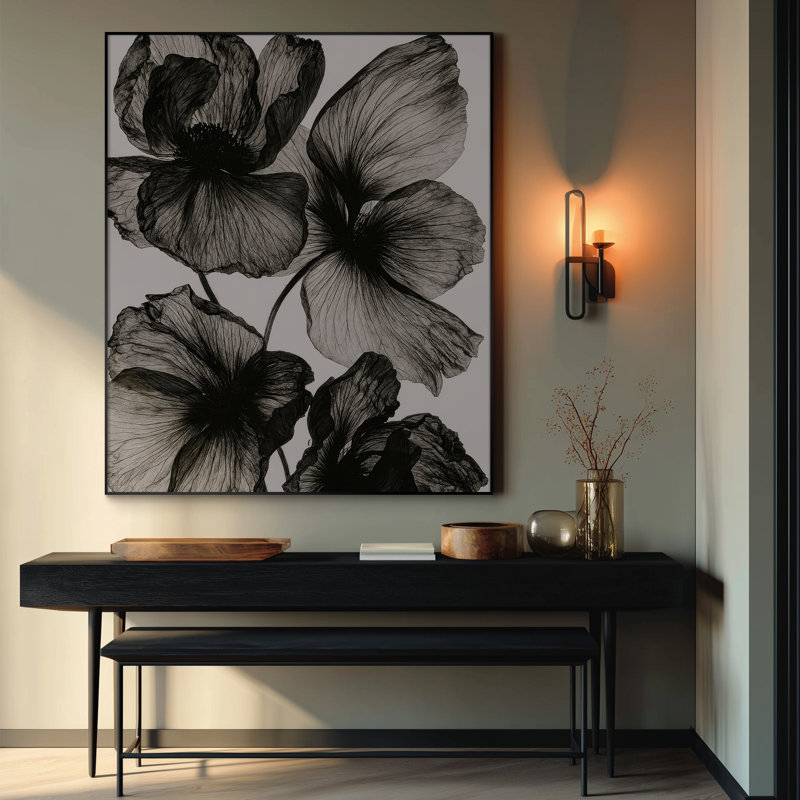 Extra Large Wall Art Fabric Print - Flowers Floral Botanical Artwork Artwork Decor for Living Room or Bedroom - "Frame Assembly Required (Unfinished Frame)"