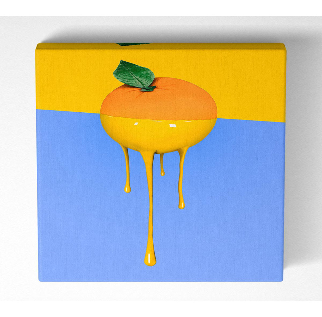 Orange Drip - Gewickeltes Segeltuch Kunstdrucke