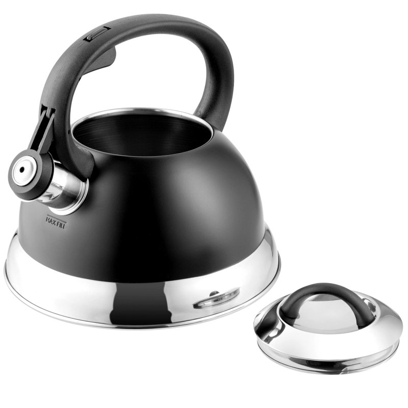 Flintshire 1.75 Quart Matte Black Stainless Steel Whistling Tea Kettle