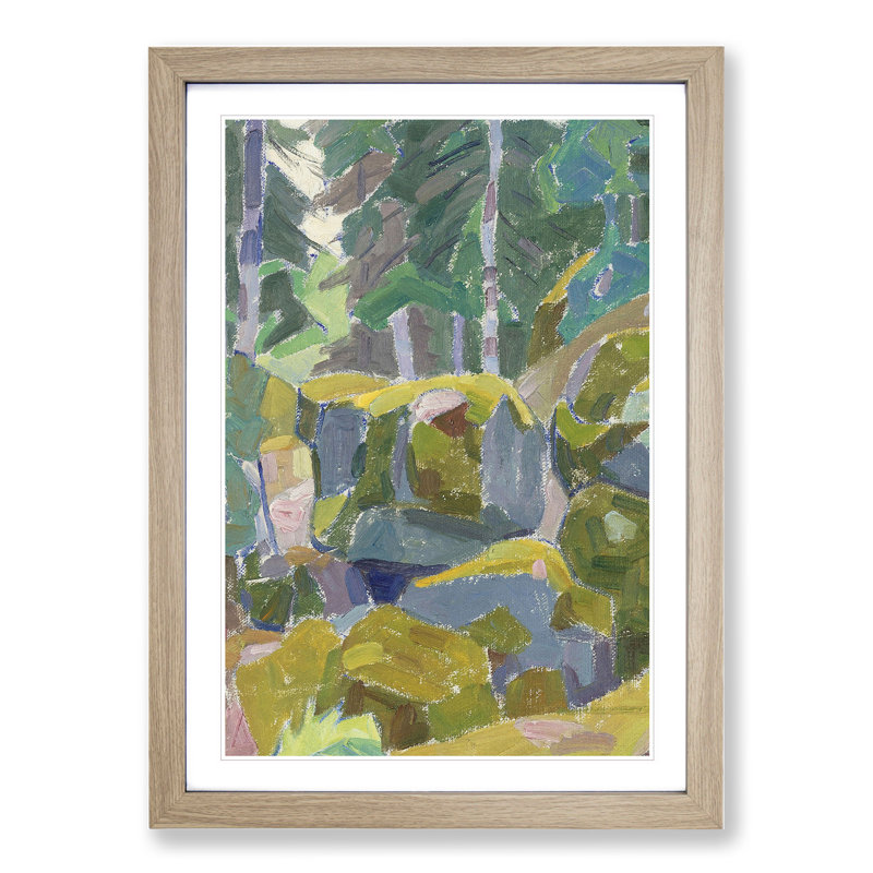 Landscape with Trees by Alexander Bogomazov - Picture Frame Painting, 65cm H x 48cm W x 2cm D, Oak Framed