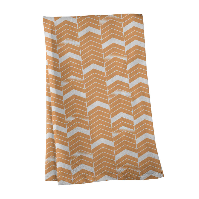 Stephenie Tea Towel Kitchen Towel, Orange/White, Poly Twill
