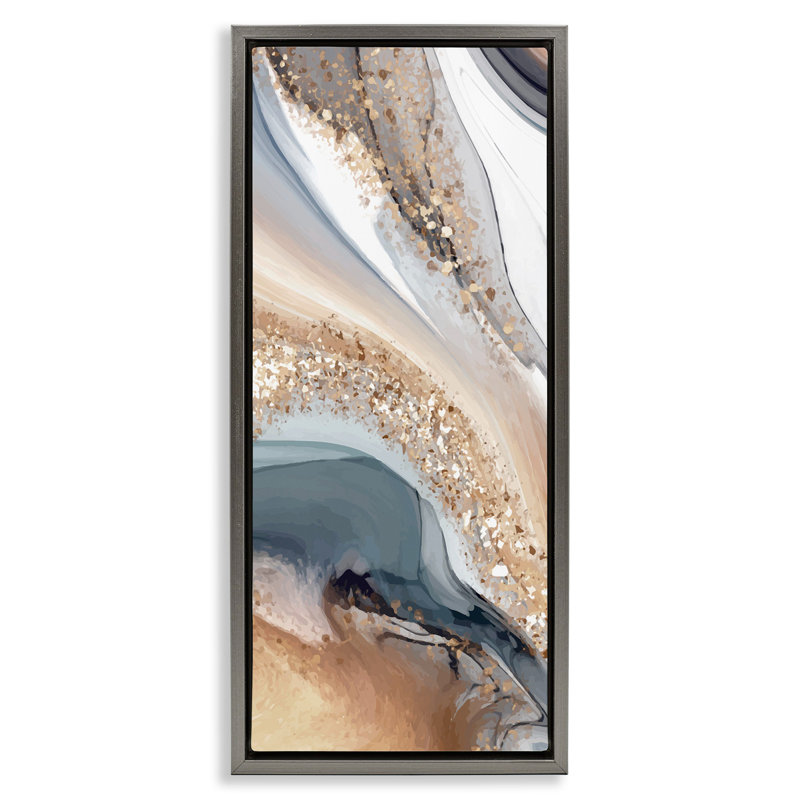 Glam Waves, Luster Gray Floater Frame, 31" H x 15" W