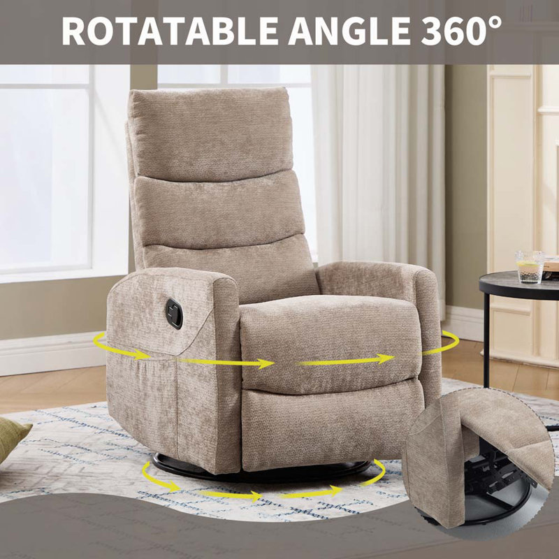 Fauteuil inclinable pivotant manuel avec fonction de massage thermique, Kaki