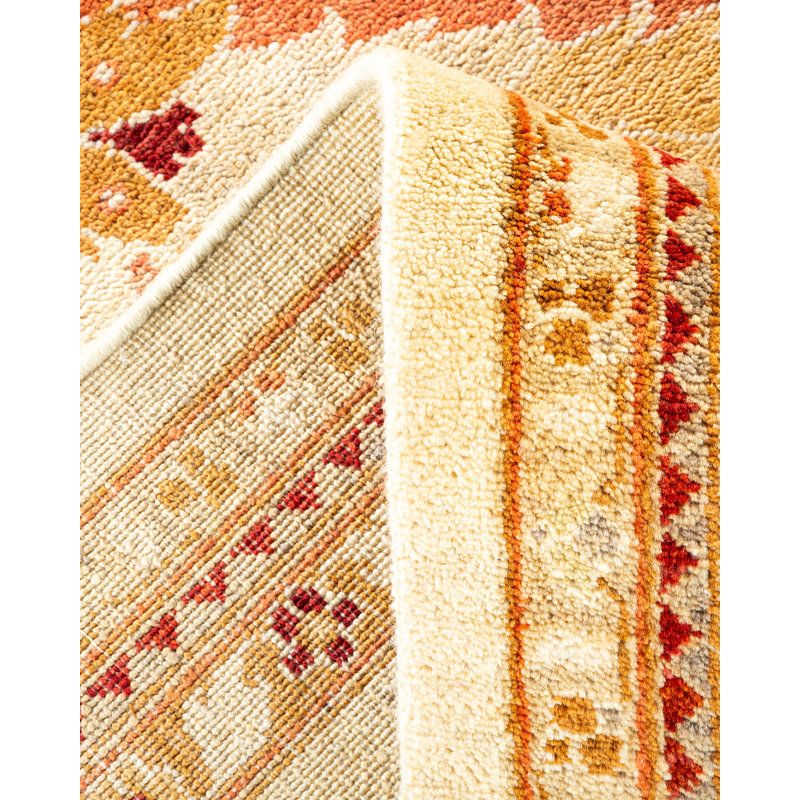 Handmade Ivory and Multicolor Wool Rectangular Area Rug