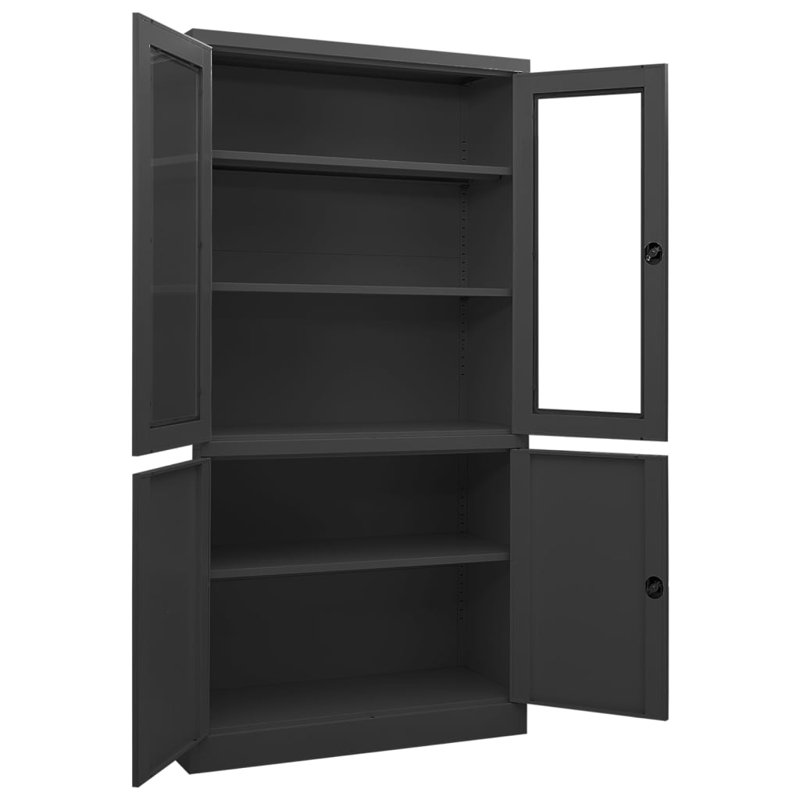 Filing Cabinet Storage Cabinet Locker with Doors and Shelves Steel, Anthracite