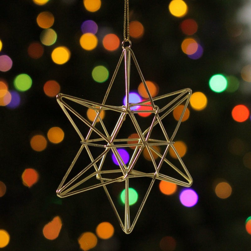 Ornement de Noël 5 po à 5 pointes géométriques or brillant