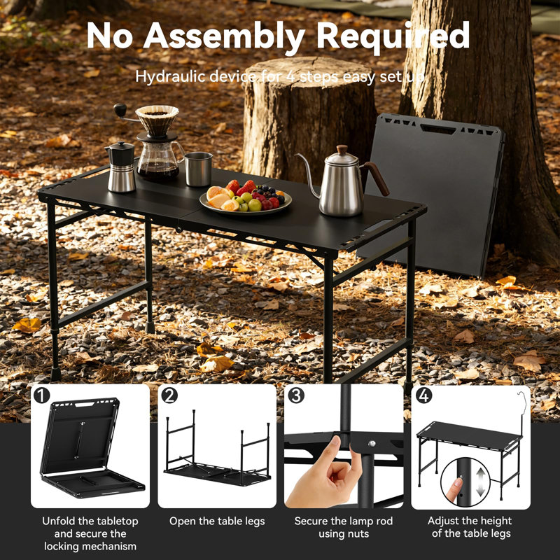 Table de camping pliante 3,4 pi, Noir